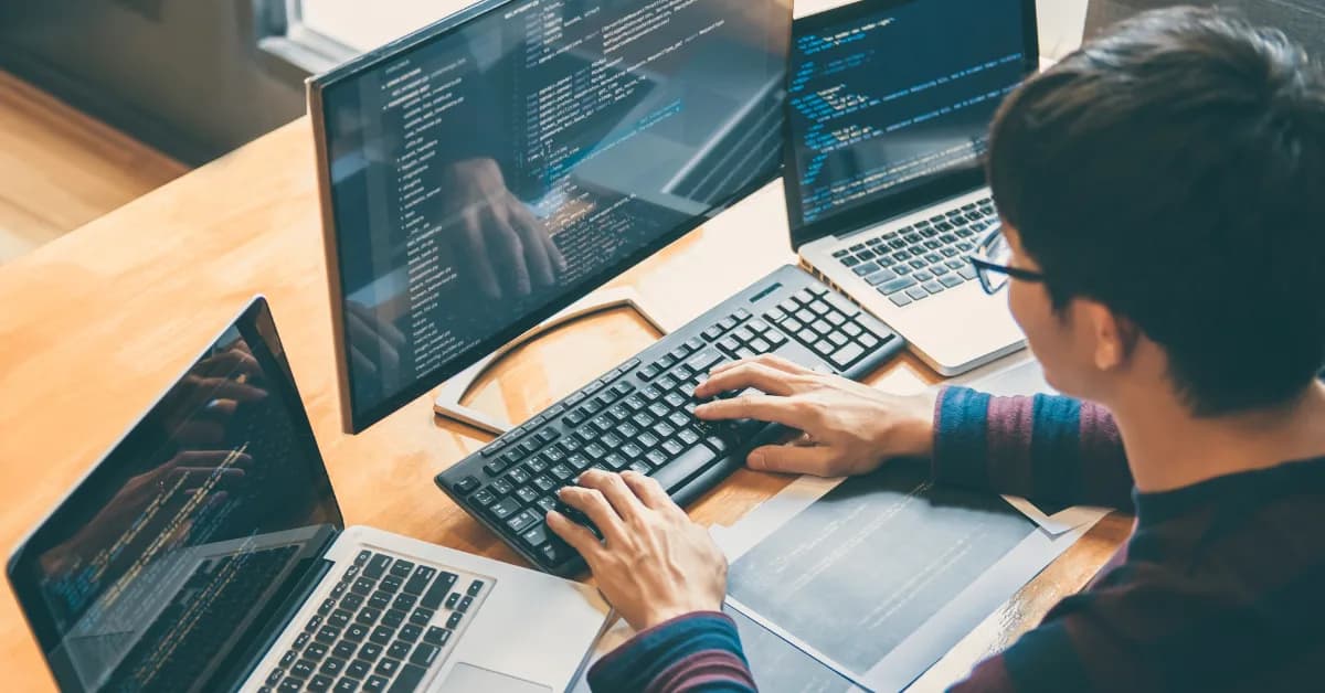 Web development team working on projects Web development team working on projects